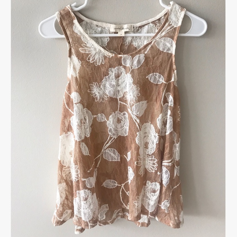 • Sheer Floral Tank Top Blouse •